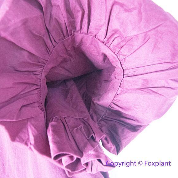 New!  Eloquii Maroon Dress puff sleeve flounce hem size 28 - Picture 5 of 12